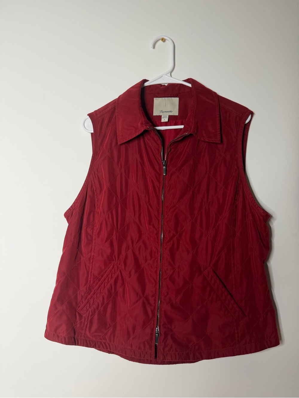 Faconnable Quilted Deep Red Zip-Front Vest